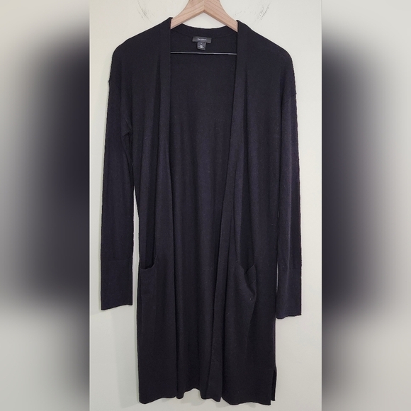 Halogen Cardigan Women's Size Small Black Open Front Long Line Minimalist - Picture 4 of 6
